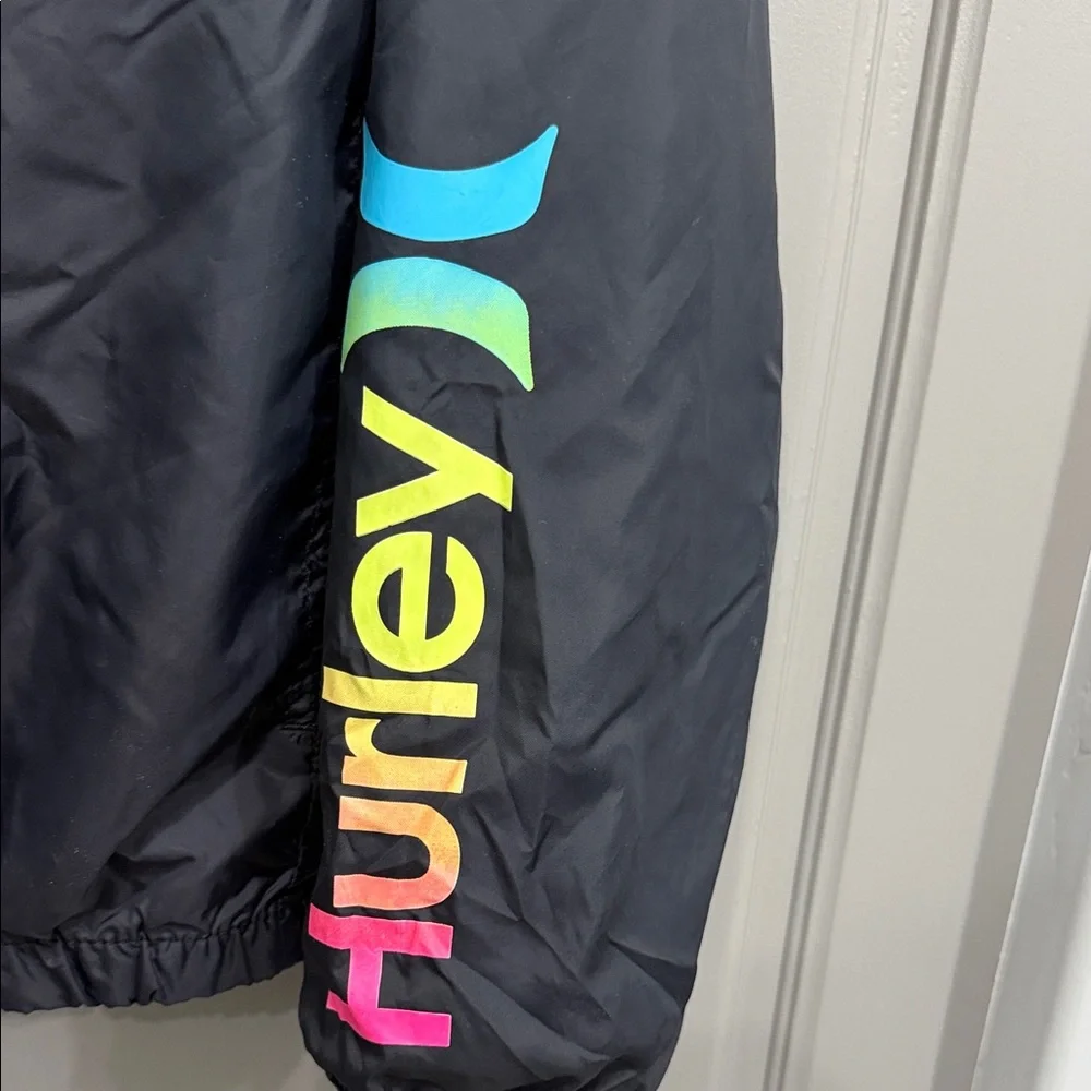 Hurley Black wind breaker Jacket with Multicolor Logo - Picture 3 of 11